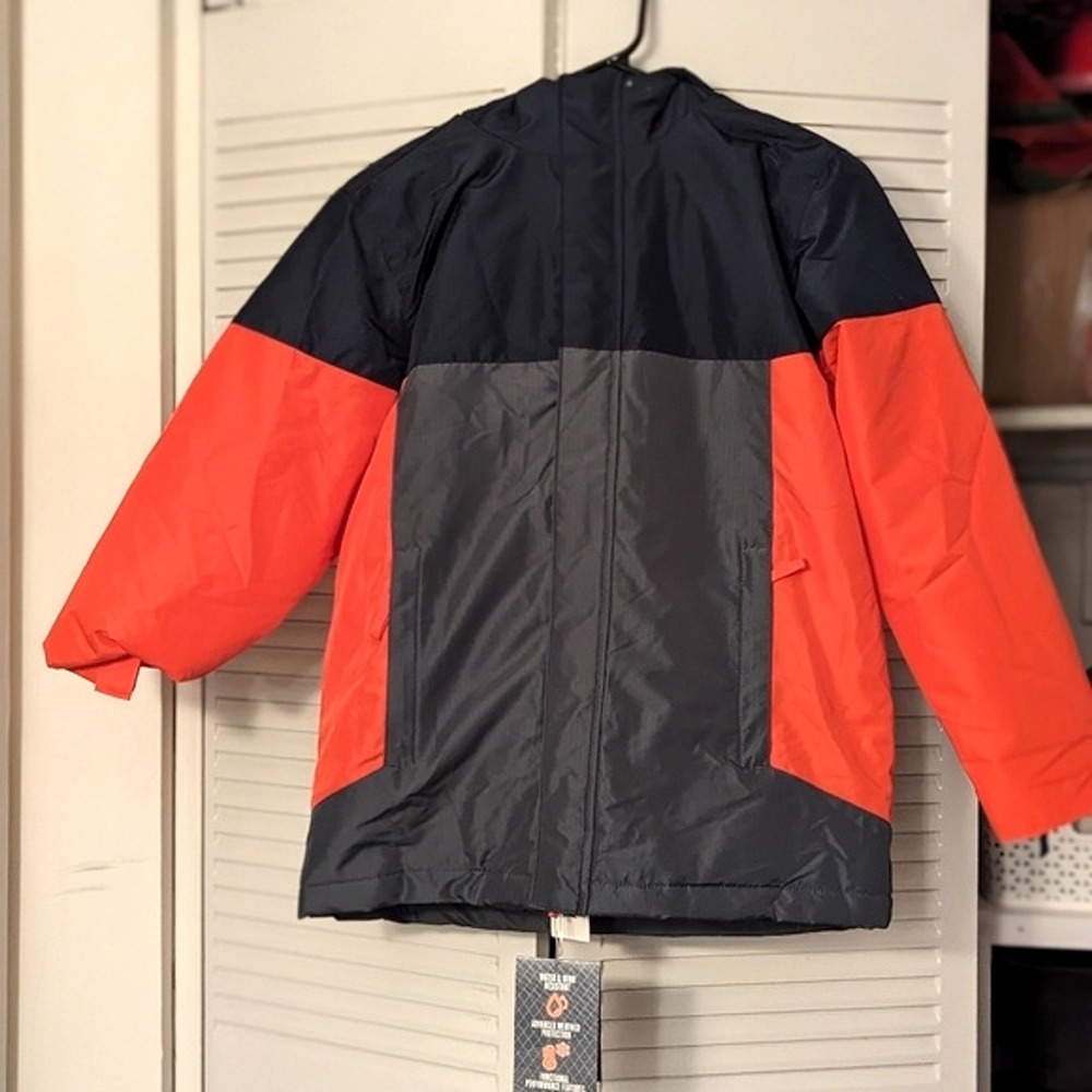 Outdoor Hooded Winter Coat Orange Blue Colorblock NWT Children's Place L